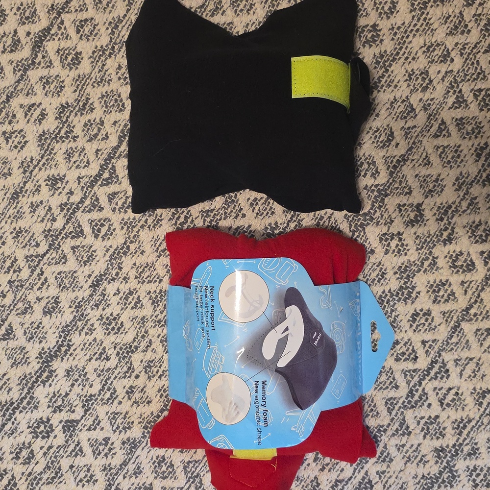 LIMITED TIME DEAL - 2 Compact Portable Travel Pillows - Red And Black